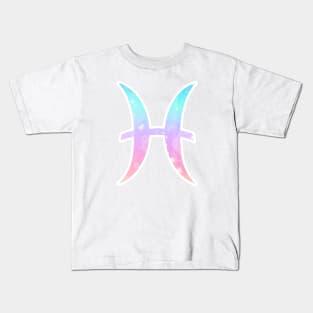 Pisces Zodiac Symbol in Magical Unicorn Colors Kids T-Shirt